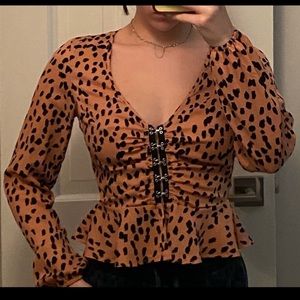 Missguided polka dot front latch blouse